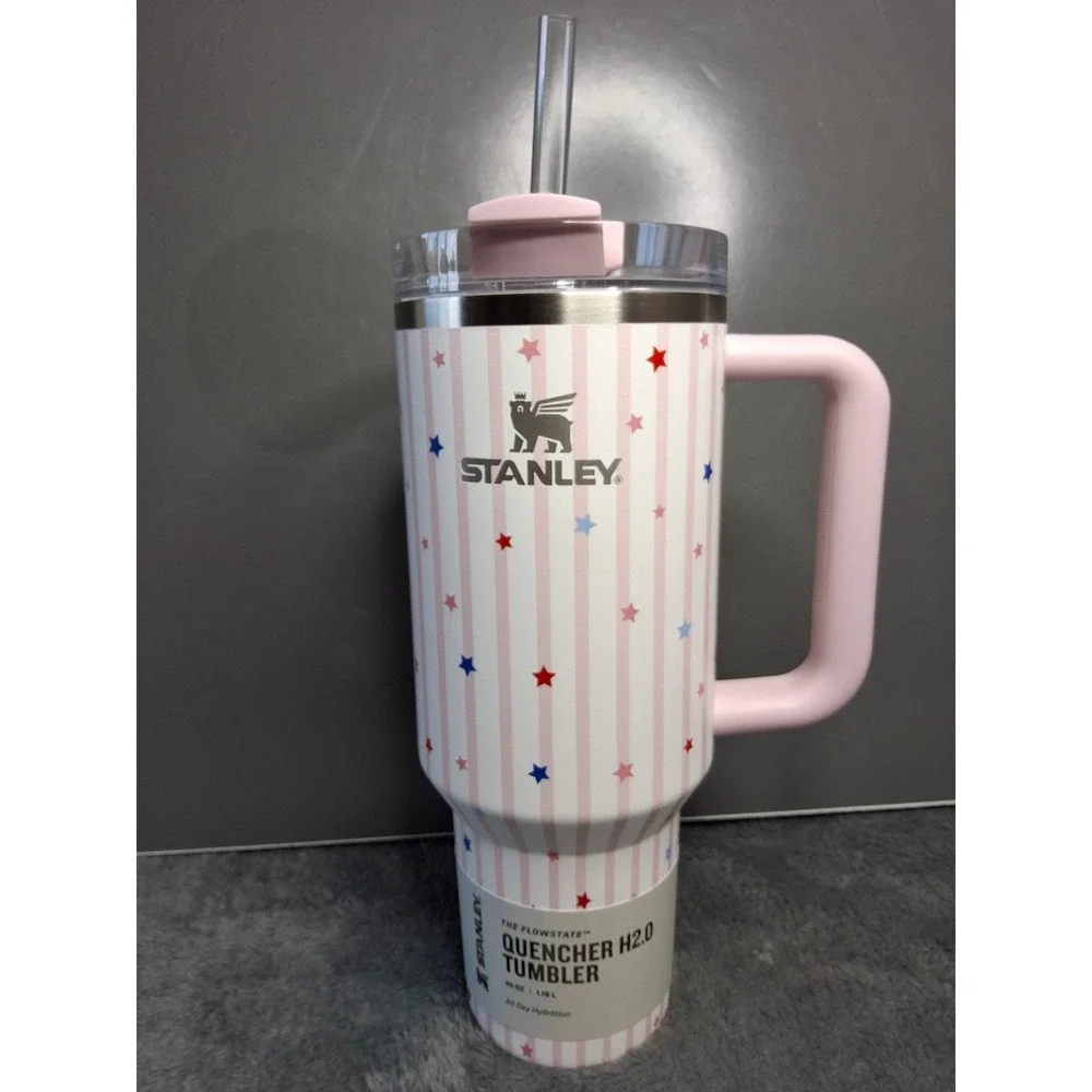 Stanley Quencher H2.0‎ 40oz Tumbler Pink Starry Stripes Limited Ed. 10132300357
